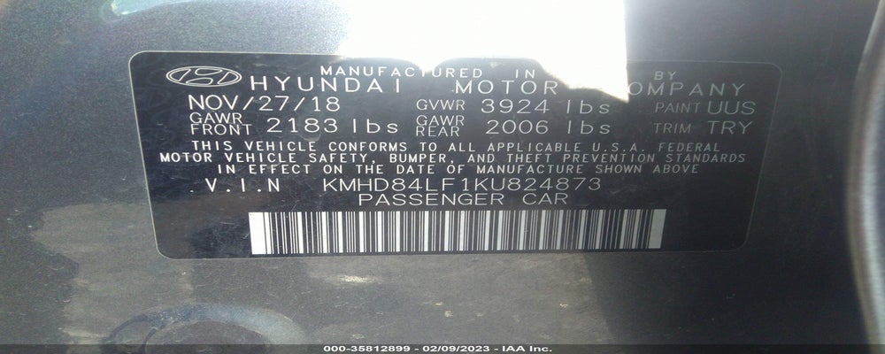 KMHD84LF1KU824873 2019 HYUNDAI ELANTRA photo no. 9