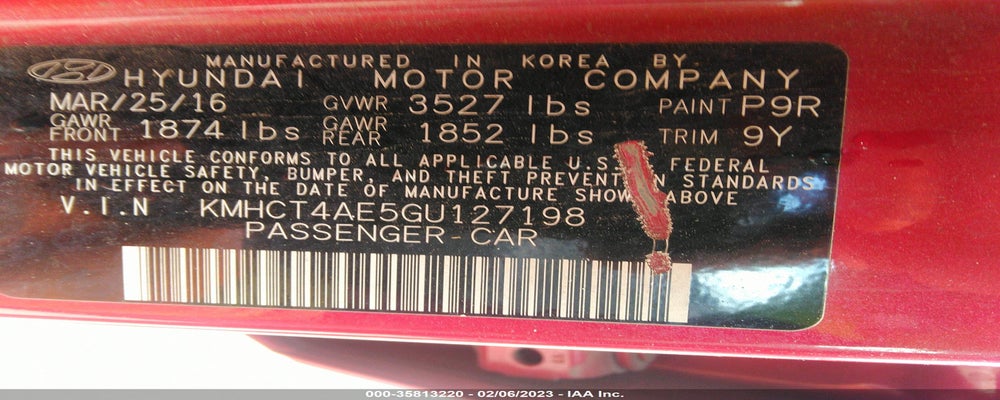 KMHCT4AE5GU127198 2016 HYUNDAI ACCENT photo no. 9