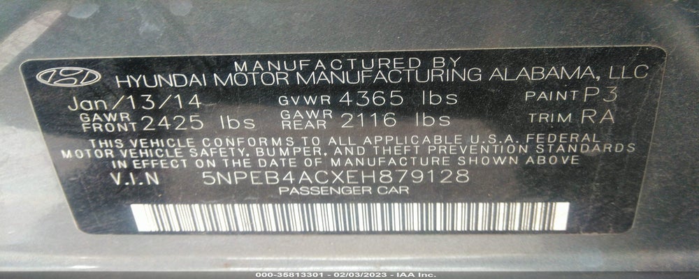 5NPEB4ACXEH879128 2014 HYUNDAI SONATA photo no. 9