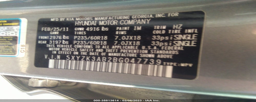 5XYZK3AB2BG047739 2011 HYUNDAI SANTA FE photo no. 9