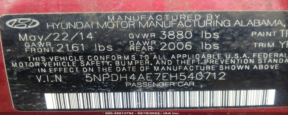 5NPDH4AE7EH540712 2014 HYUNDAI ELANTRA photo no. 9