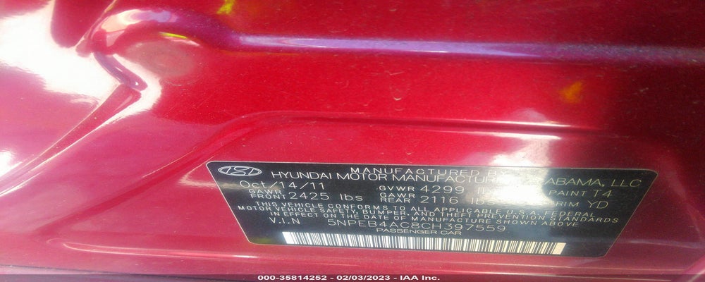 5NPEB4AC8CH397559 2012 HYUNDAI SONATA photo no. 9