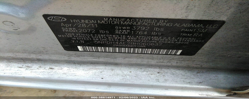 5NPDH4AE2BH060637 2011 HYUNDAI ELANTRA photo no. 9