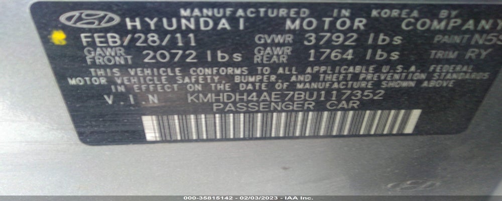 KMHDH4AE7BU117352 2011 HYUNDAI ELANTRA photo no. 9