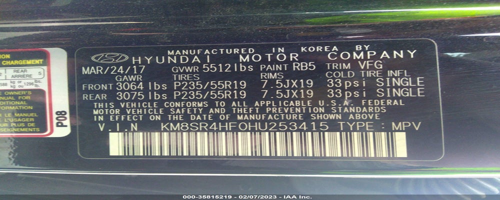 KM8SR4HF0HU253415 2017 HYUNDAI SANTA FE photo no. 9