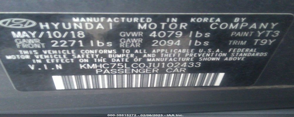 KMHC75LC0JU102433 2018 HYUNDAI IONIQ photo no. 9