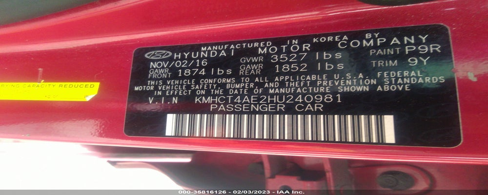 KMHCT4AE2HU240981 2017 HYUNDAI ACCENT photo no. 9