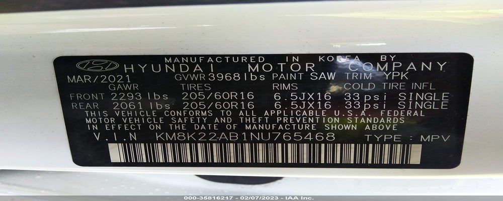KM8K22AB1NU765468 2022 HYUNDAI KONA photo no. 9