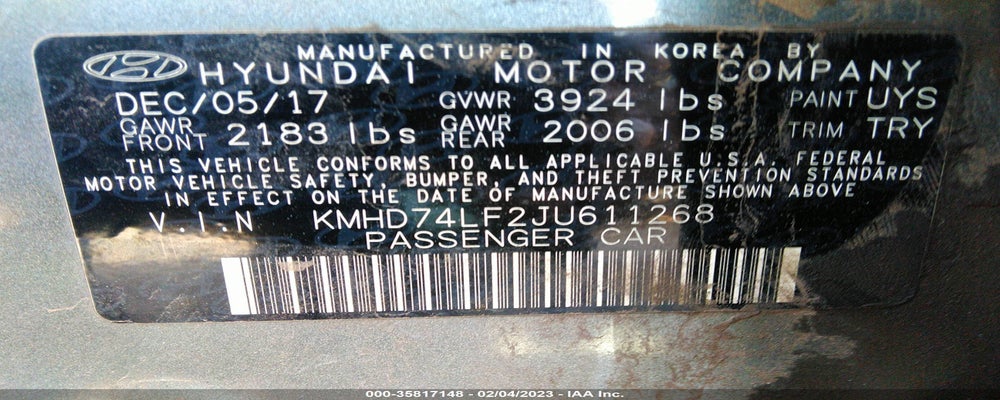 KMHD74LF2JU611268 2018 HYUNDAI ELANTRA photo no. 9