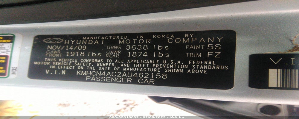 KMHCN4AC2AU462158 2010 HYUNDAI ACCENT photo no. 9