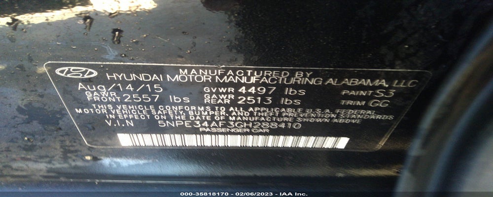 5NPE34AF3GH288410 2016 HYUNDAI SONATA photo no. 9