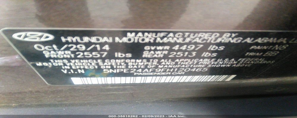 5NPE24AF9FH120465 2015 HYUNDAI SONATA photo no. 9