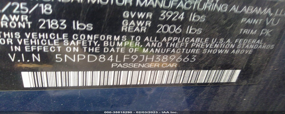 5NPD84LF9JH389663 2018 HYUNDAI ELANTRA photo no. 9