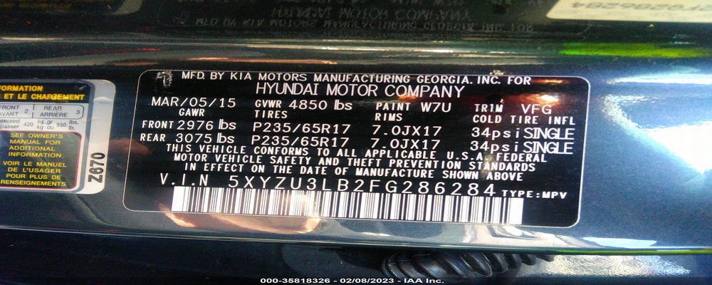 5XYZU3LB2FG286284 2015 HYUNDAI SANTA FE SPORT photo no. 9