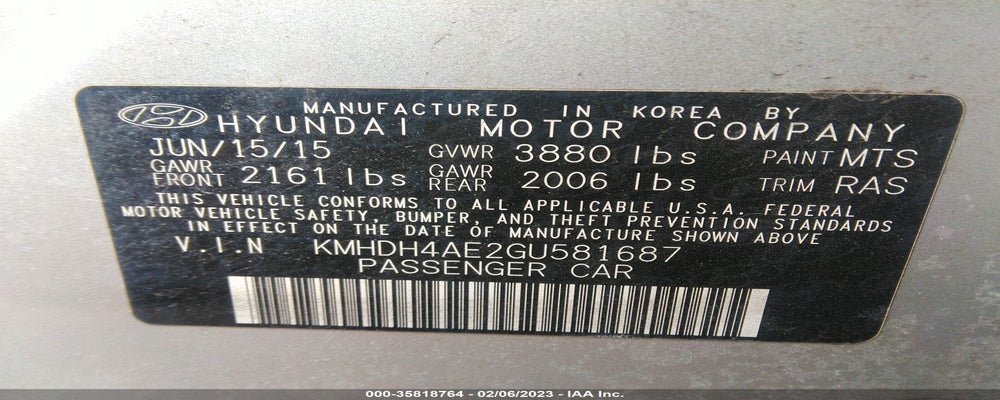KMHDH4AE2GU581687 2016 HYUNDAI ELANTRA photo no. 9