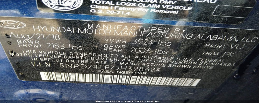 5NPD74LF7JH398624 2018 HYUNDAI ELANTRA photo no. 9