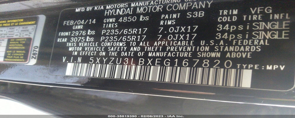 5XYZU3LBXEG167820 2014 HYUNDAI SANTA FE SPORT photo no. 9