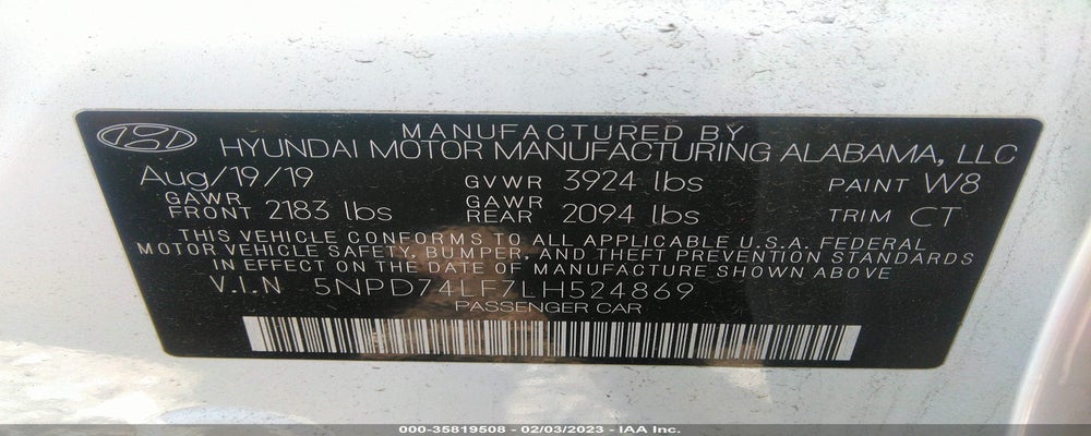 5NPD74LF7LH524869 2020 HYUNDAI ELANTRA photo no. 9