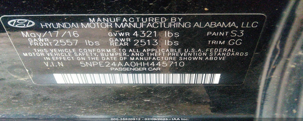 5NPE24AA0HH445710 2017 HYUNDAI SONATA photo no. 9