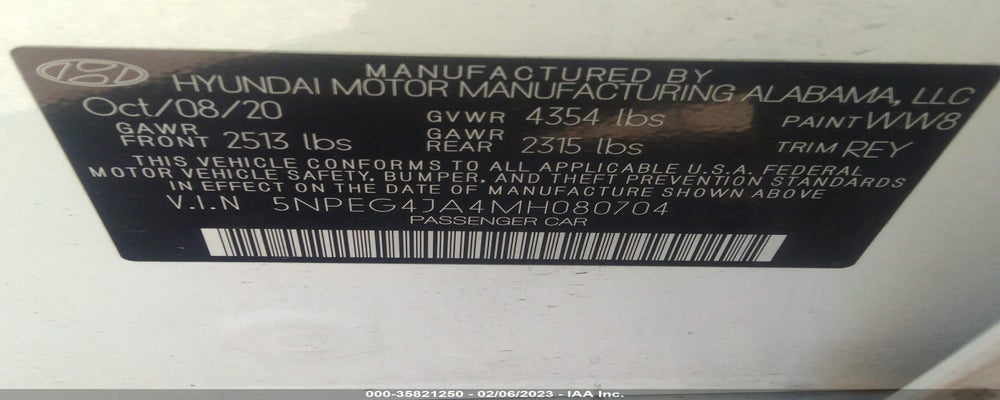 5NPEG4JA4MH080704 2021 HYUNDAI SONATA photo no. 9