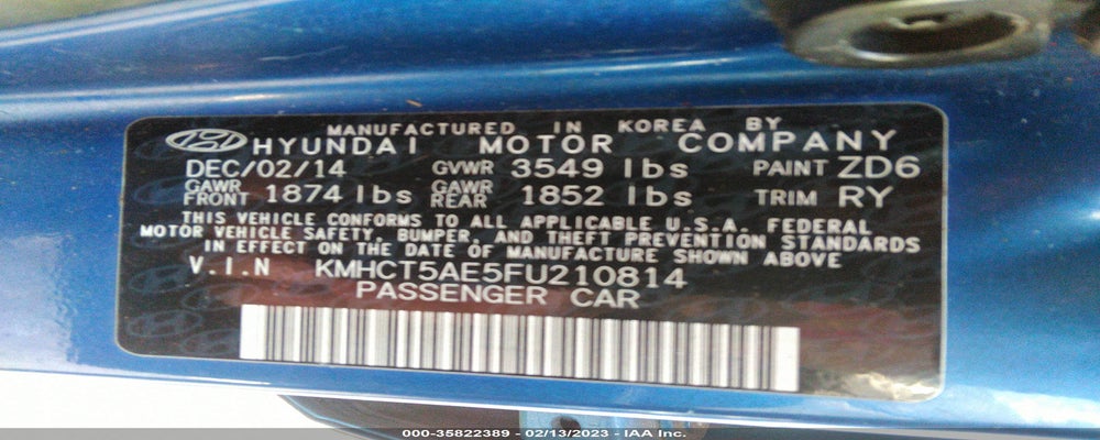 KMHCT5AE5FU210814 2015 HYUNDAI ACCENT photo no. 9