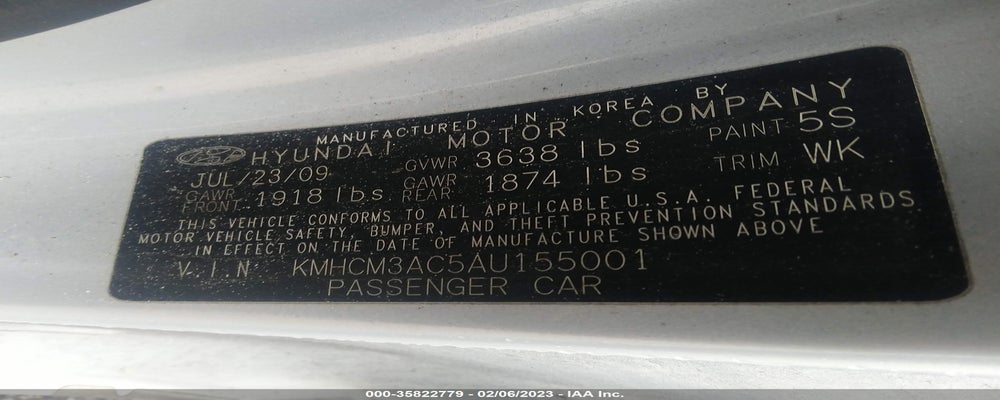 KMHCM3AC5AU155001 2010 HYUNDAI ACCENT photo no. 9