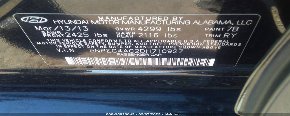 5NPEC4AC2DH710927 2013 HYUNDAI SONATA photo no. 9