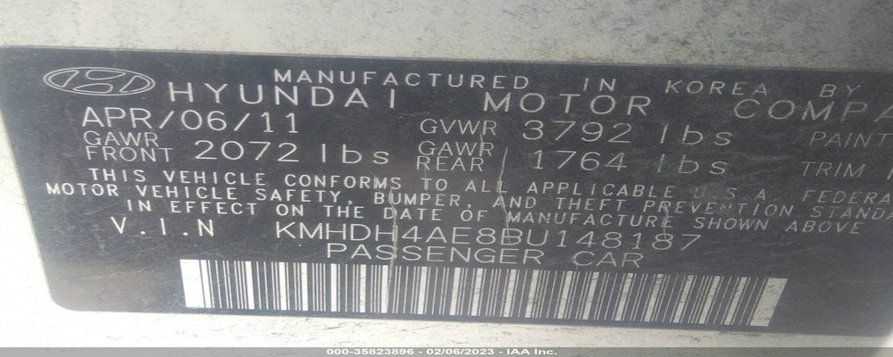 KMHDH4AE8BU148187 2011 HYUNDAI ELANTRA photo no. 9