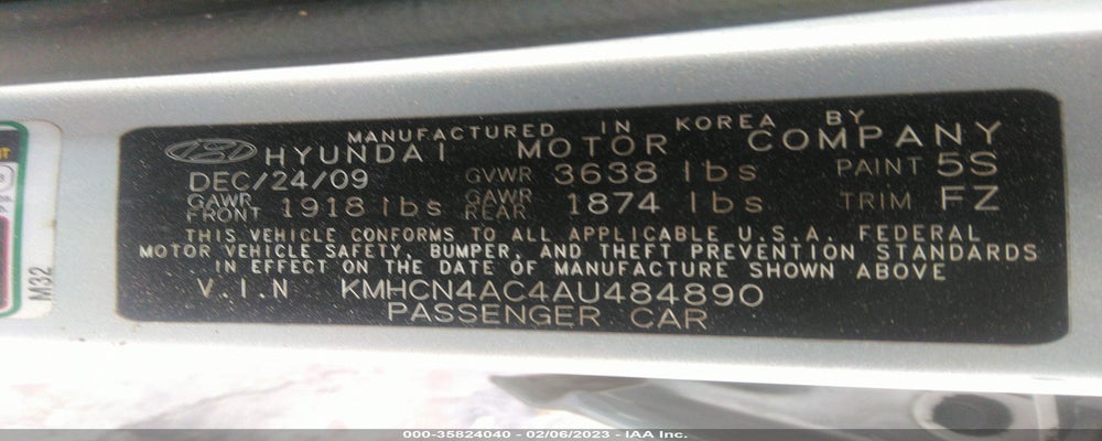 KMHCN4AC4AU484890 2010 HYUNDAI ACCENT photo no. 9