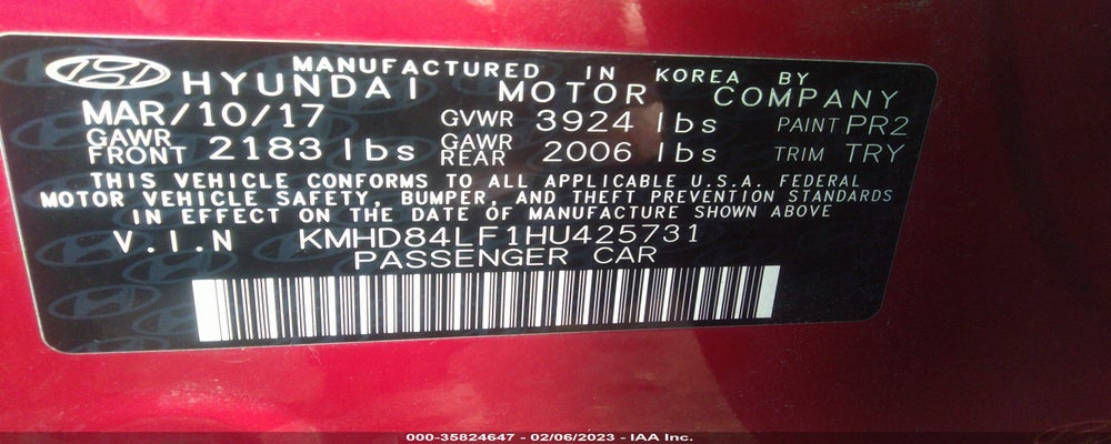 KMHD84LF1HU425731 2017 HYUNDAI ELANTRA photo no. 9