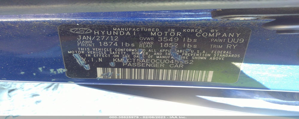 KMHCT5AE0CU045962 2012 HYUNDAI ACCENT photo no. 9