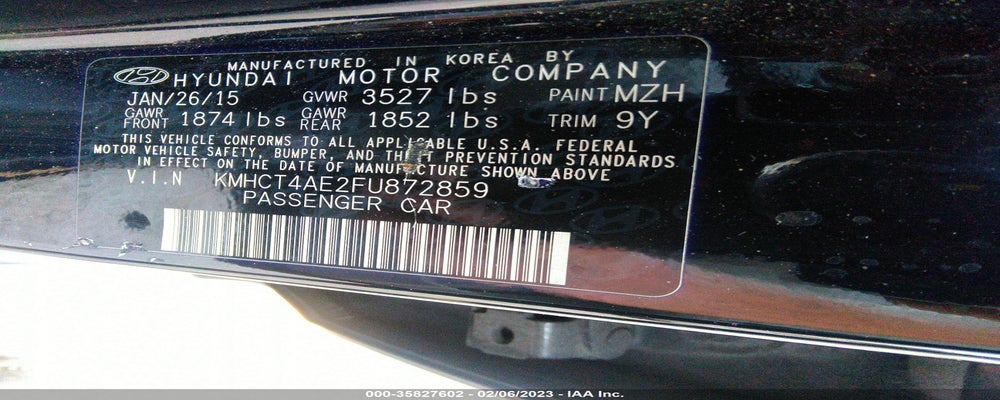 KMHCT4AE2FU872859 2015 HYUNDAI ACCENT photo no. 9