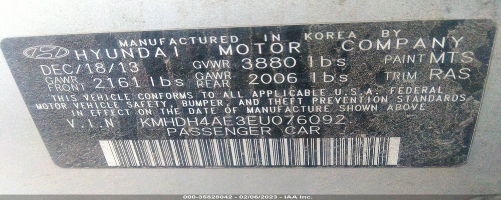 KMHDH4AE3EU076092 2014 HYUNDAI ELANTRA photo no. 9