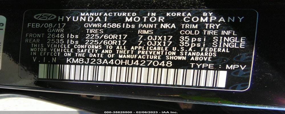 KM8J23A40HU427048 2017 HYUNDAI TUCSON photo no. 9