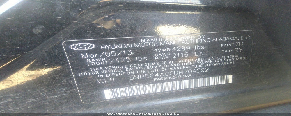 5NPEC4AC0DH704592 2013 HYUNDAI SONATA photo no. 9
