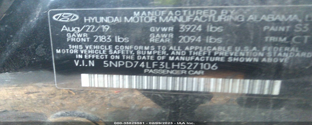 5NPD74LF3LH527106 2020 HYUNDAI ELANTRA photo no. 9