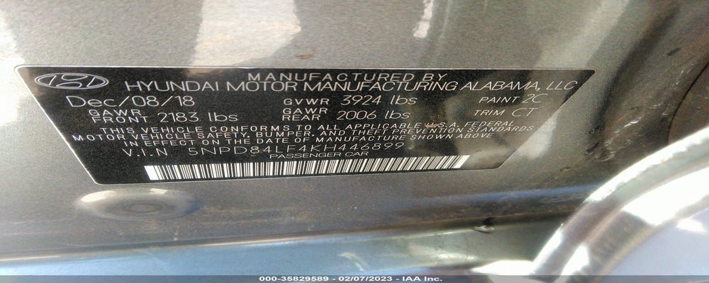 5NPD84LF4KH446899 2019 HYUNDAI ELANTRA photo no. 9