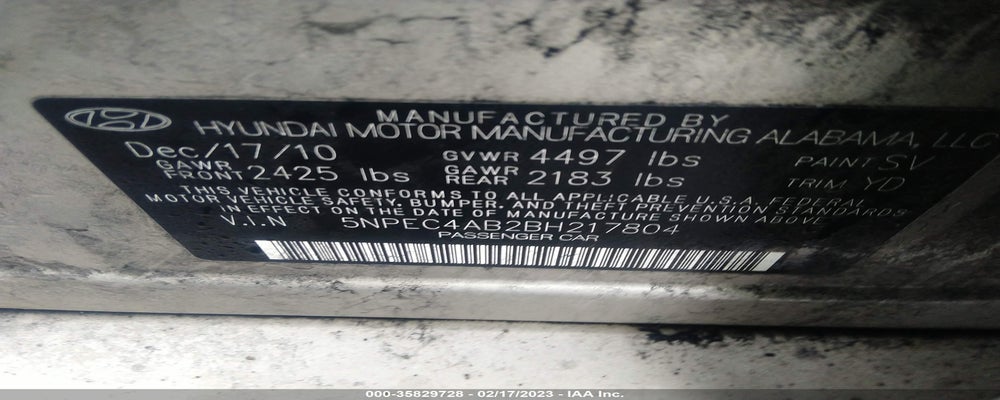 5NPEC4AB2BH217804 2011 HYUNDAI SONATA photo no. 9