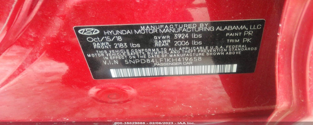 5NPD84LF1KH419658 2019 HYUNDAI ELANTRA photo no. 9