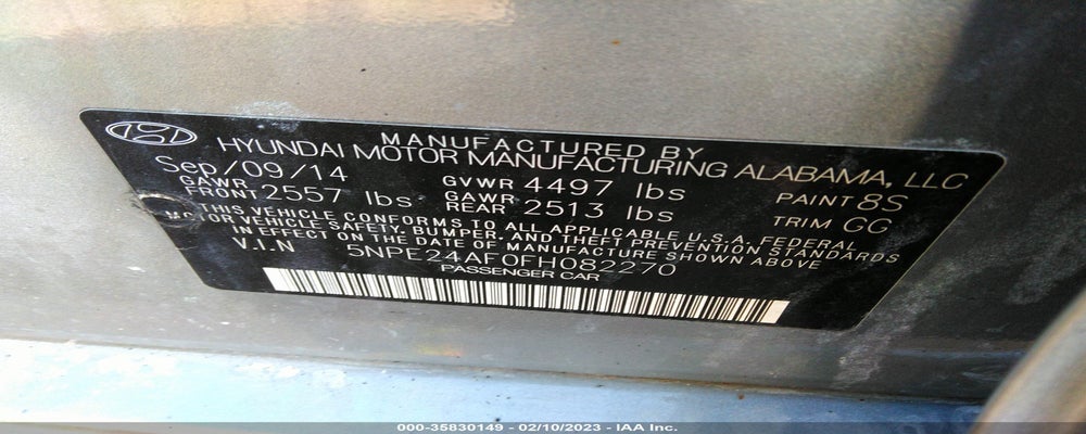 5NPE24AF0FH082270 2015 HYUNDAI SONATA photo no. 9