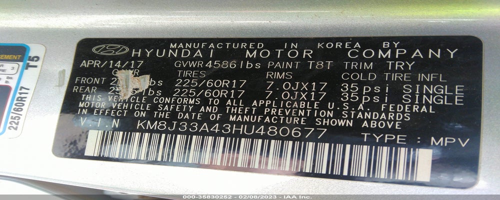 KM8J33A43HU480677 2017 HYUNDAI TUCSON photo no. 9