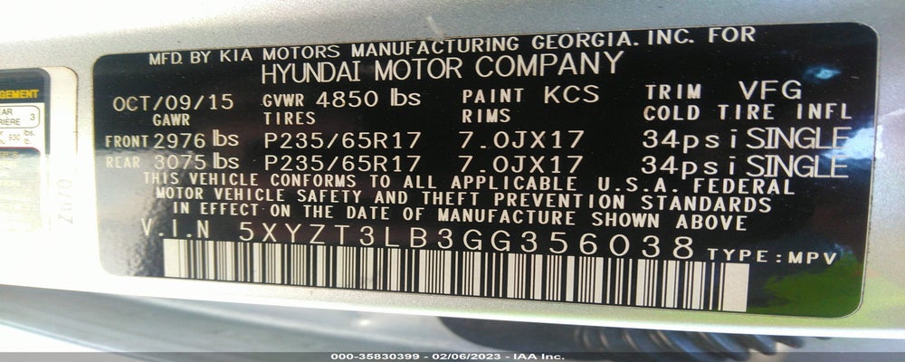 5XYZT3LB3GG356038 2016 HYUNDAI SANTA FE SPORT photo no. 9