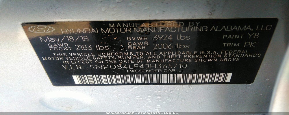 5NPD84LF4JH365710 2018 HYUNDAI ELANTRA photo no. 9