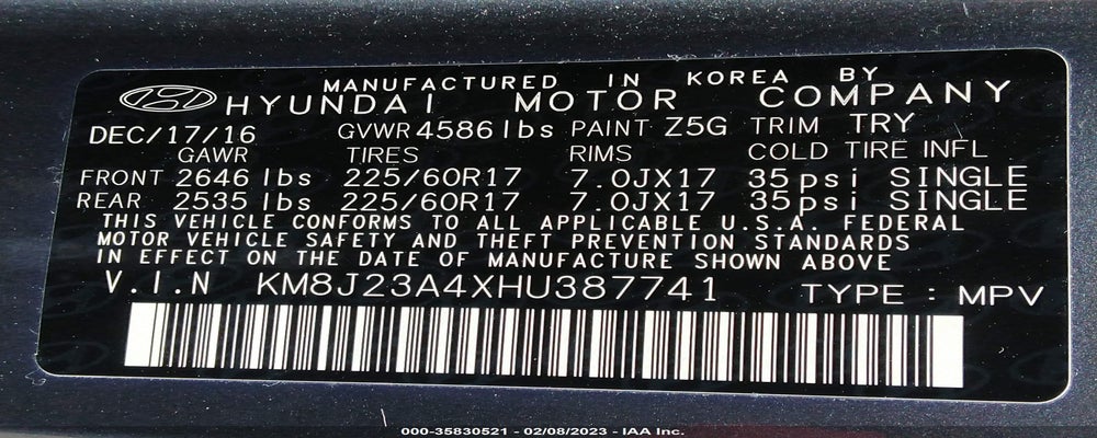 KM8J23A4XHU387741 2017 HYUNDAI TUCSON photo no. 9