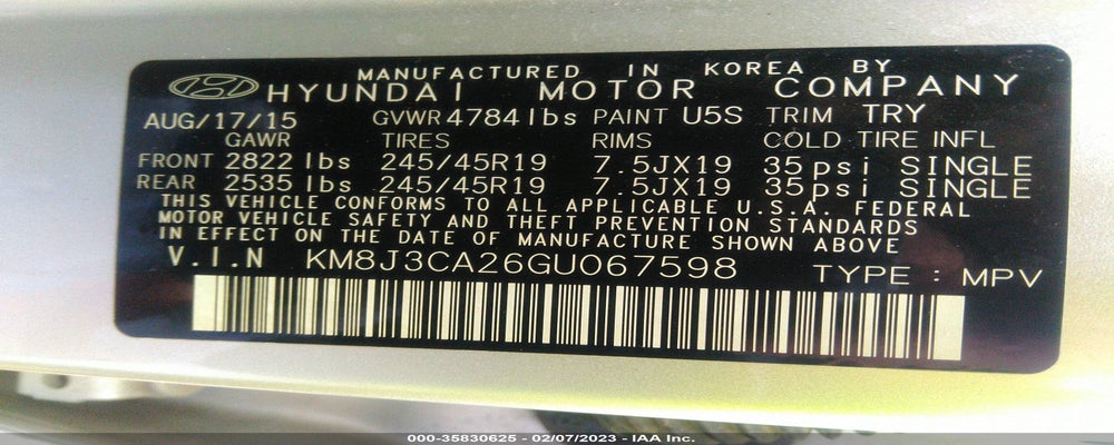 KM8J3CA26GU067598 2016 HYUNDAI TUCSON photo no. 9
