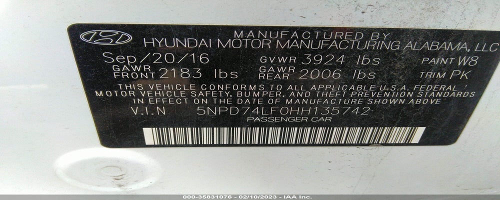 5NPD74LF0HH135742 2017 HYUNDAI ELANTRA photo no. 9
