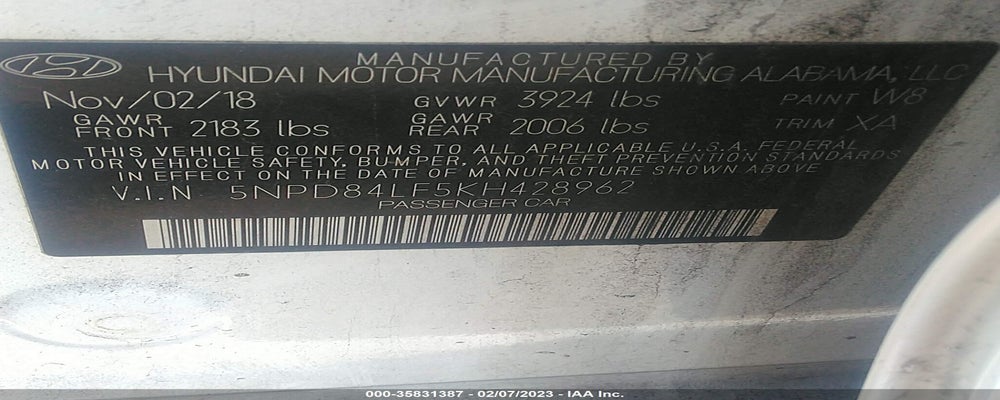 5NPD84LF5KH428962 2019 HYUNDAI ELANTRA photo no. 9