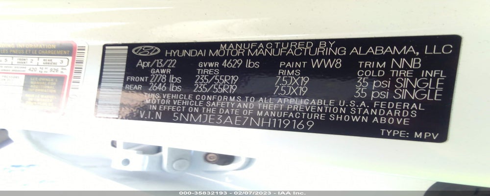 5NMJE3AE7NH119169 2022 HYUNDAI TUCSON photo no. 9