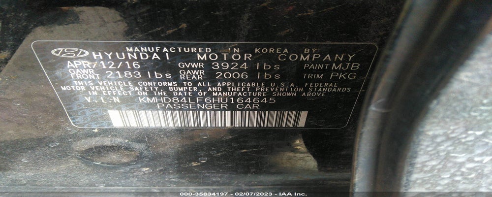 KMHD84LF6HU164645 2017 HYUNDAI ELANTRA photo no. 9
