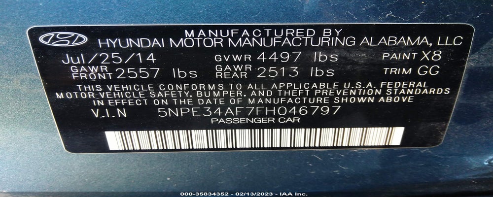 5NPE34AF7FH046797 2015 HYUNDAI SONATA photo no. 9